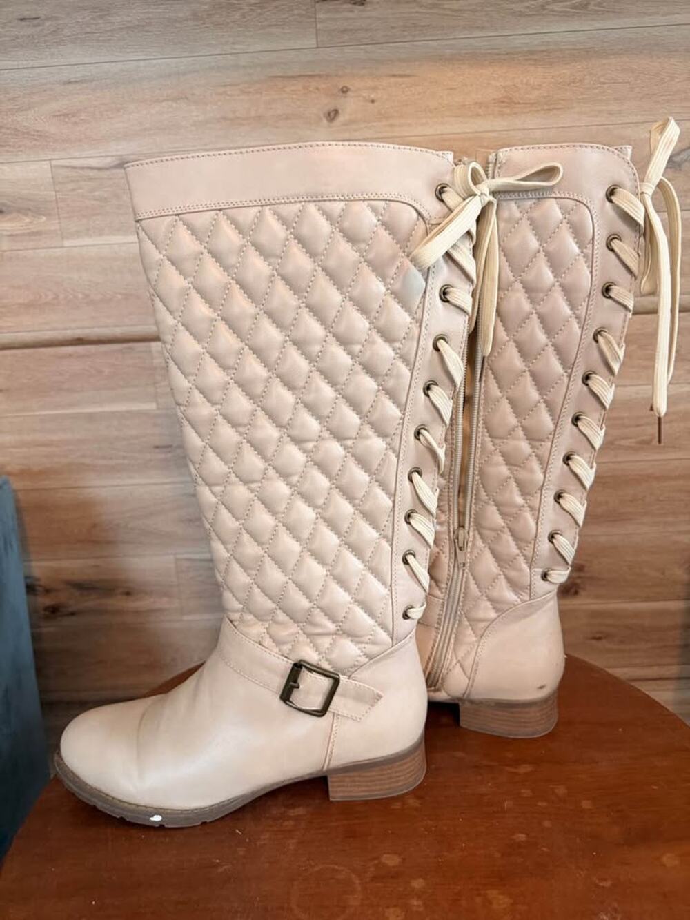 White Tall Leather Knee High Boots